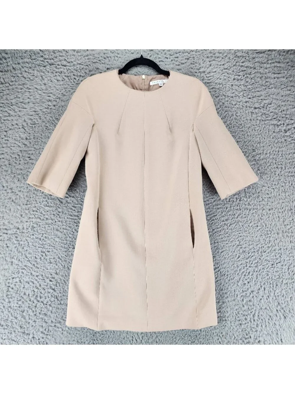 Trina Turk Dress Womens 8 Tan Half Sleeve Pocket Sheath